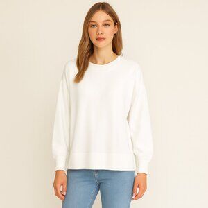 Sugarlips NEW White Oversized Crewneck Sweater Long Sleeve Relaxed Fit L